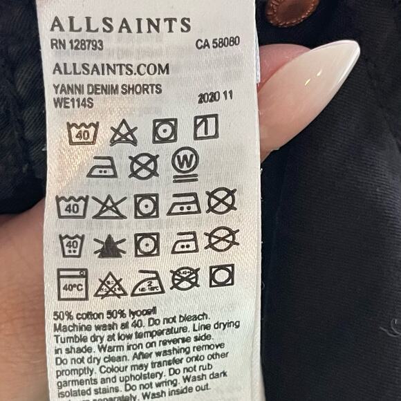 ALLSAINTS Yanni Cut Off Denim Shorts in Washed Black Womens Size 28 - Picture 6 of 6